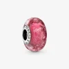Pandora Charm in vetro di Murano rosa con onde