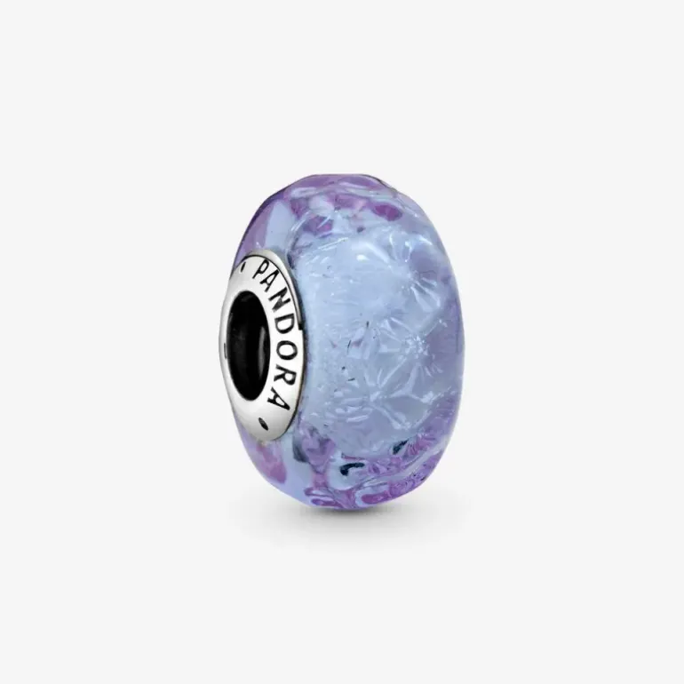 Pandora Charm in vetro di Murano color lavanda con onde