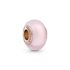 Pandora Charm in vetro di Murano rosa opaco