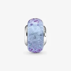 Pandora Charm in vetro di Murano color lavanda con onde