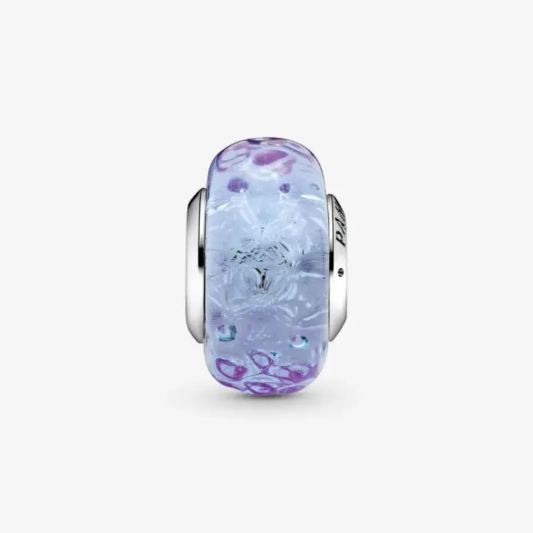 Pandora Charm in vetro di Murano color lavanda con onde