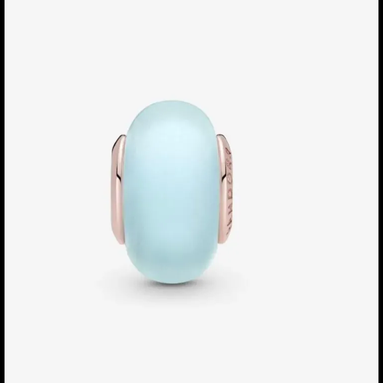 Pandora-Charm in vetro di Murano blu opaco