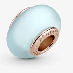 Pandora-Charm in vetro di Murano blu opaco
