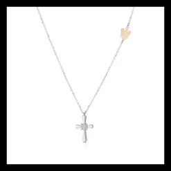 ROBERTA GIANNOTTI - COLLANA IN ORO CON ANGELO E PENDENTE CROCE CON DIAMANTI