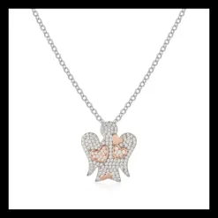 ROBERTO GIANNOTTI - COLLANA IN ARGENTO CON ANGELO CUORI E ZIRCONI