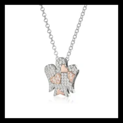 ROBERTO GIANNOTTI - COLLANA IN ARGENTO CON ANGELO CUORI E ZIRCONI