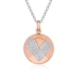 ROBERTO GIANNOTTI - COLLANA CHIAMA ANGELI IN ARGENTO ROSATO E CUORE DI ZIRCONI