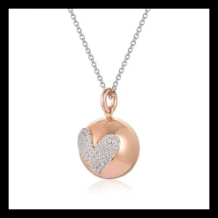 ROBERTO GIANNOTTI - COLLANA CHIAMA ANGELI IN ARGENTO ROSATO E CUORE DI ZIRCONI