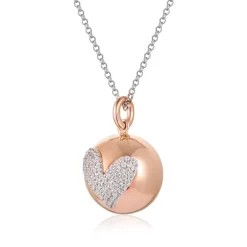 ROBERTO GIANNOTTI - COLLANA CHIAMA ANGELI IN ARGENTO ROSATO E CUORE DI ZIRCONI