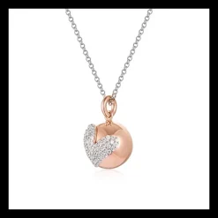 ROBERTO GIANNOTTI - COLLANA CHIAMA ANGELI IN ARGENTO ROSATO E CUORE DI ZIRCONI