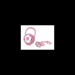 ROBERTO GIANNOTTI - SET PINZA E PORTA CIUCCIO BIMBA ROSA CON PLACCA IN ARGENTO