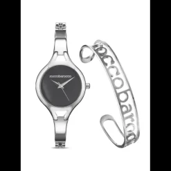 Roccobarocco Orologio e Bracciale Kit Donna Fine Design Acciaio Argento