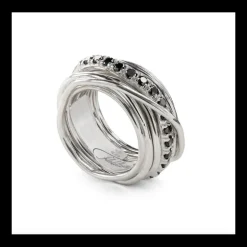 Rubinia Gioielli - Anello Filodellavita Rock 13 fili in Argento 925 e Diamanti Black