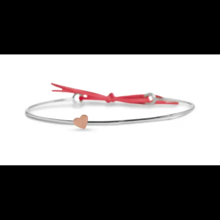 Rubinia Gioielli - Bracciale Filodamore in Argento 925 e Cuore Piccolo in Oro Rosa 9kt