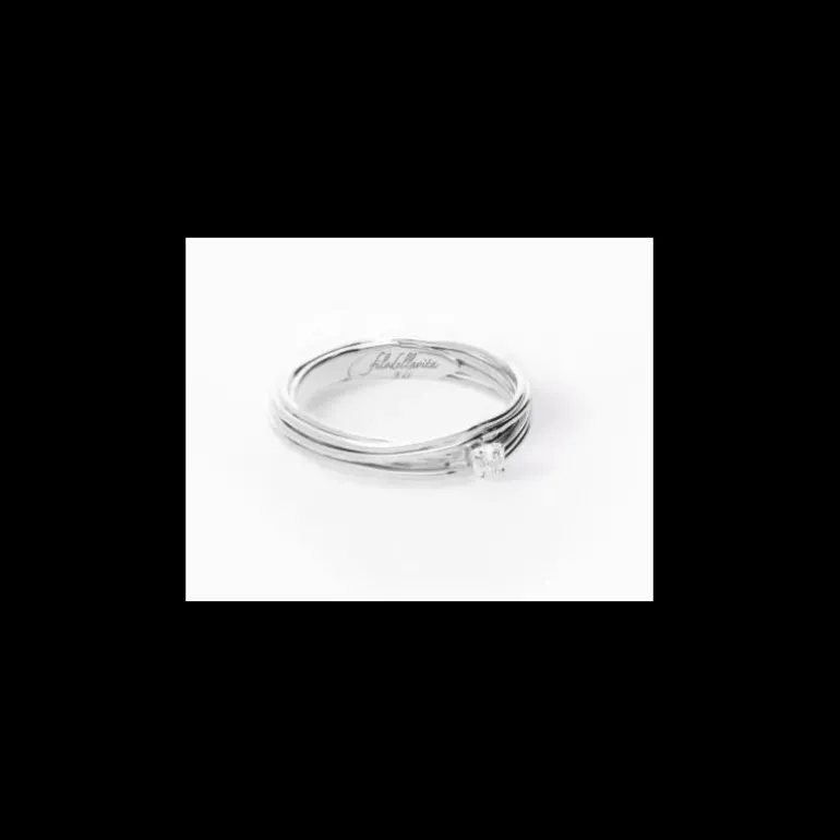 Rubinia Gioielli - anello Filodellavita con Solitario 7 fili in Oro Bianco 18 kt con Diamante da 0.08 ct