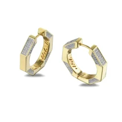 Sogni Gioielli - Orecchini ottagonali oro giallo zirconi bianchi