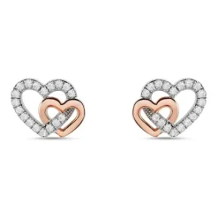 Stroili - Orecchini Lobo Silver Moments Argento Bicolore Bianco / Rosa Cubic Zirconia