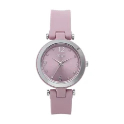 STROILI - Orologio solo tempo con cinturino in silicone rosa e cassa in acciaio