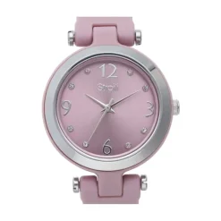 STROILI - Orologio solo tempo con cinturino in silicone rosa e cassa in acciaio