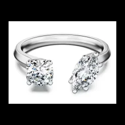 Swarovski - Anello aperto Galaxy Diamanti creati in laboratorio 1 ct tw, Taglio misto, Oro bianco 18 K