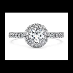 Swarovski - Anello solitario halo Eternity Diamanti creati in laboratorio 0,8 ct tw, Taglio Round, Oro bianco 18 K