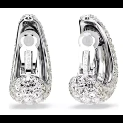 SWAROVSKI - Orecchini a clip Sublima Taglio Round, Bianchi, Placcato rodio