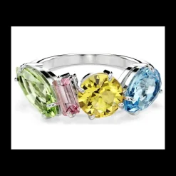 Swarovski - Anello Gema Taglio misto, Multicolore, Placcato rodio