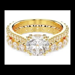 SWAROVSKI - Anello Stilla Taglio Round, Bianco, Placcato color oro