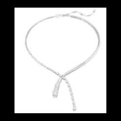SWAROVSKI - Collana a Y Matrix Taglio misto, Bianco, Placcato rodio