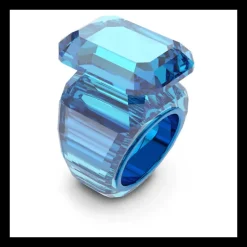 Swarovski Anello cocktail Lucent Taglio ottagonale, Blu