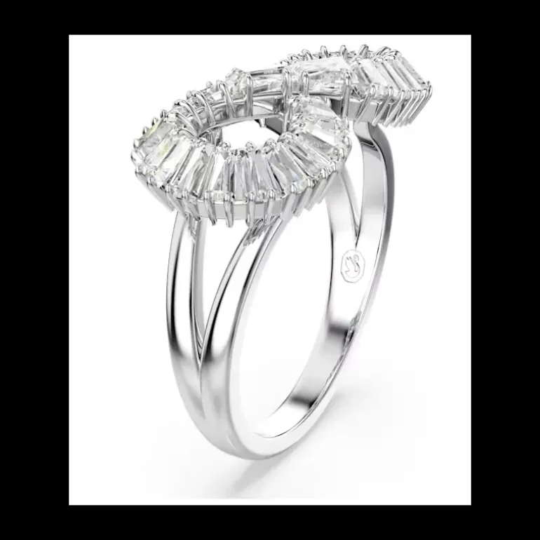 Swarovski - Anello cocktail Hyperbola, Infinito, Bianco, Placcato rodio