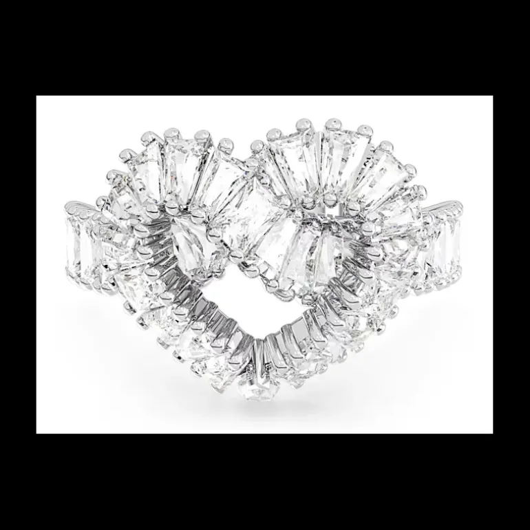 SWAROVSKI - Anello cocktail Matrix Taglio misto, Cuore, Bianco, Placcato rodio