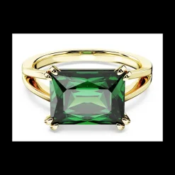 Swarovski - Anello cocktail Matrix Taglio rettangolare, Verde, Placcato color oro