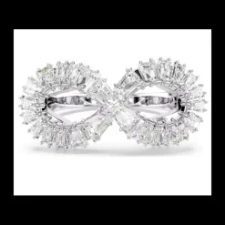 Swarovski - Anello cocktail Hyperbola, Infinito, Bianco, Placcato rodio
