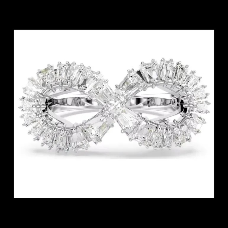 Swarovski - Anello cocktail Hyperbola, Infinito, Bianco, Placcato rodio