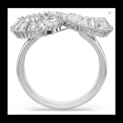 Swarovski - Anello cocktail Hyperbola, Infinito, Bianco, Placcato rodio