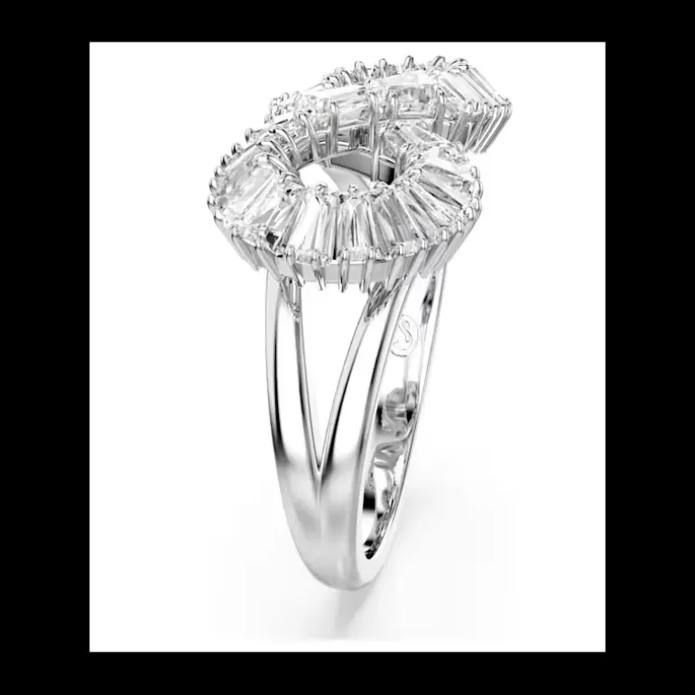 Swarovski - Anello cocktail Hyperbola, Infinito, Bianco, Placcato rodio