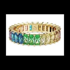 SWAROVSKI - Anello Matrix Taglio baguette, Multicolore, Placcato color oro