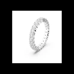 SWAROVSKI - Anello Vittore XL Taglio tondo, Bianco, Placcato rodio