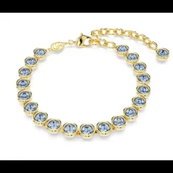 Swarovski - Bracciale Imber Tennis Taglio tondo, Blu, Placcato color oro