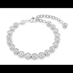 Swarovski - Bracciale Imber Tennis Taglio tondo, Blu, Placcato color oro