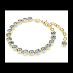 Swarovski - Bracciale Imber Tennis Taglio tondo, Blu, Placcato color oro