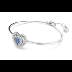 Swarovski - Bracciale rigido Hyperbola Cuore, Blu, Placcato rodio