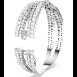 Swarovski - Bracciale rigido Hyperbola Taglio misto, Infinito, Bianco, Placcato rodio