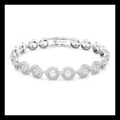 Swarovski Bracciale Tennis Una Angelic Taglio Round, Bianco, Placcato rodio