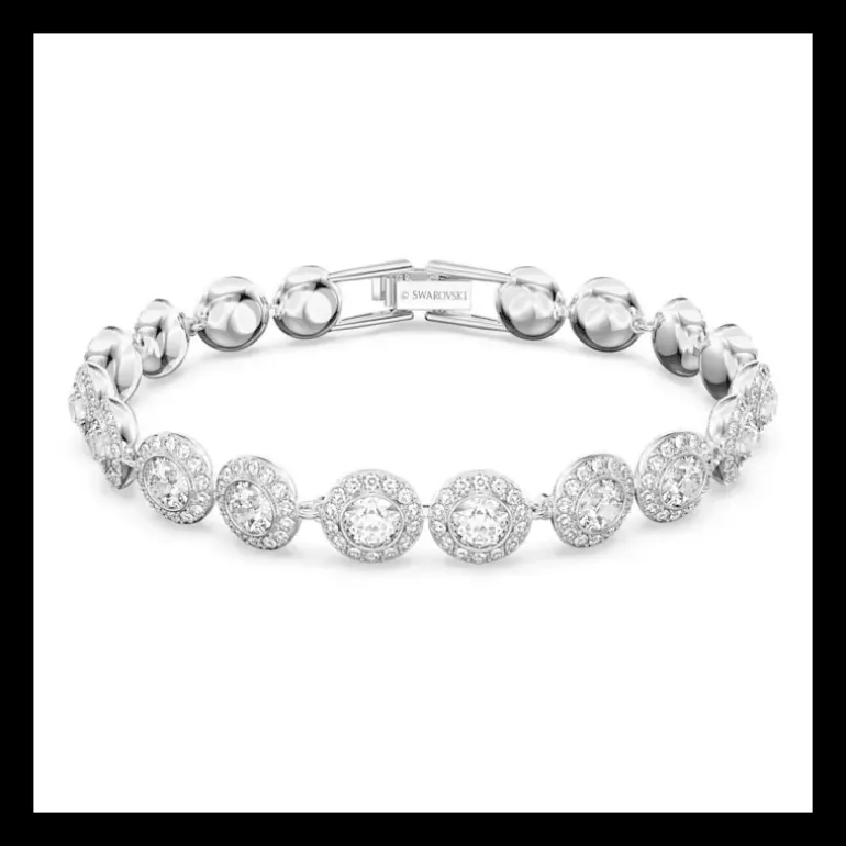 Swarovski Bracciale Tennis Una Angelic Taglio Round, Bianco, Placcato rodio