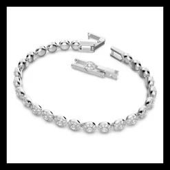 Swarovski Bracciale Tennis Una Angelic Taglio Round, Bianco, Placcato rodio