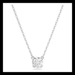 Swarovski Collana con Pendente Stilla Taglio Round, Bianco, Placcato rodio