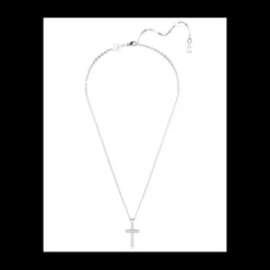 Swarovski - Collana con Pendente Insigne Pavé, Croce, Bianco, Placcato rodio