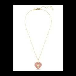 Swarovski - Collana con Pendente Hyperbola, Taglio Octagon, Crystal Pearl, Cuore, Rosa, Placcato color oro
